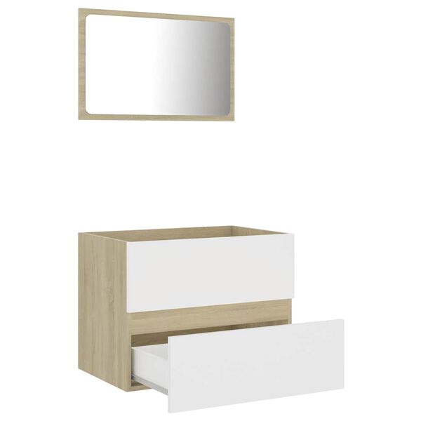 vidaXL 2 Piece Bathroom Furniture Set White and Sonoma Oak Engineered Wood