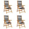 vidaXL Reclining Folding Chairs 4 pcs Black Solid Wood Acacia
