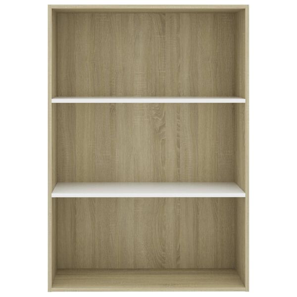 vidaXL 3-Tier Book Cabinet White and Sonoma Oak 80x30x114 cm Engineered Wood