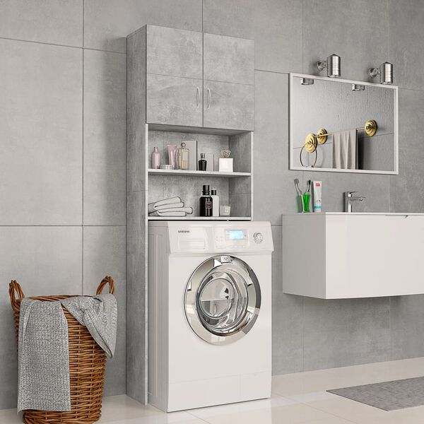 vidaXL Washing Machine Cabinet Concrete Grey 64x25.5x190 cm Engineered Wood