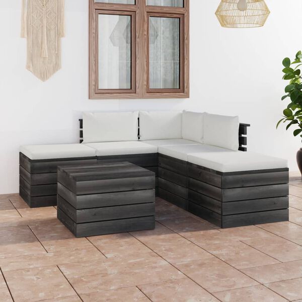 vidaXL 6 Piece Garden Pallet Lounge Set with Cushions Solid Pinewood