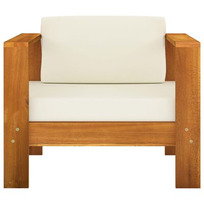 vidaXL 10 Piece Garden Lounge Set with Cream White Cushions Acacia Wood