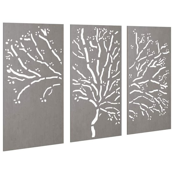 vidaXL Garden Wall Decorations 3 pcs 105x55 cm Corten Steel Tree Design