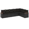 vidaXL 7 Piece Garden Sofa Set with Cushions Black Poly Rattan