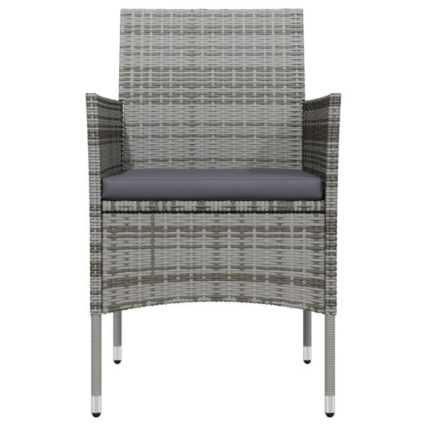 vidaXL 3 Piece Garden Dining Set with Cushions Grey and Black
