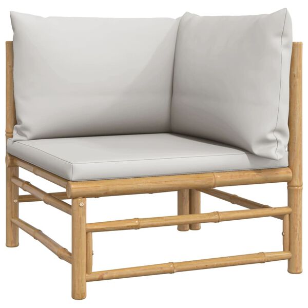 vidaXL 9 Piece Garden Lounge Set with Light Grey Cushions Bamboo