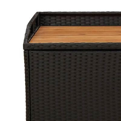 vidaXL Storage Bench Black 100x50x52 cm Poly Rattan and Acacia Wood