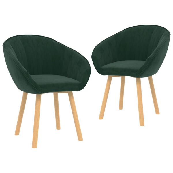 vidaXL Dining Chairs 2 pcs Dark Green Velvet