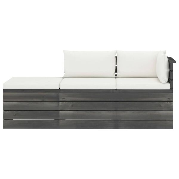 vidaXL 3 Piece Garden Pallet Lounge Set with Cushions Solid Pinewood