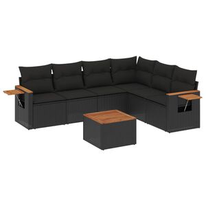 vidaXL Patio Sofa Set 6-Seaters Black