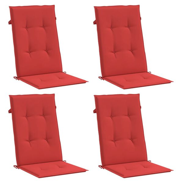 vidaXL Garden Highback Chair Cushions 4 pcs Red 120x50x3 cm Fabric