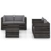 vidaXL 6 Piece Garden Lounge Set with Cushions Grey Impregnated Wood