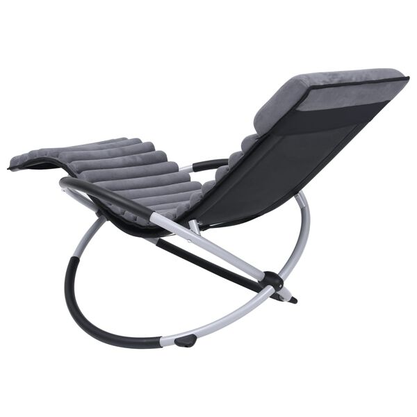 vidaXL Outdoor Sun Lounger with Cushion Steel Grey