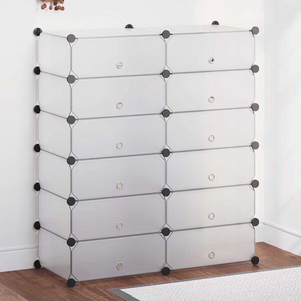vidaXL Interlocking Shoe Organiser with 12 Compartments White