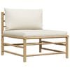 vidaXL 3 Piece Garden Lounge Set with Cream White Cushions Bamboo