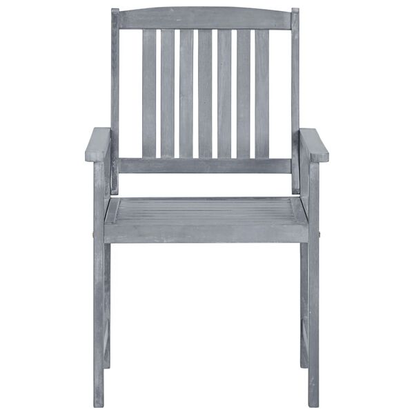 vidaXL Garden Chairs with Cushions 2 pcs Grey Solid Acacia Wood