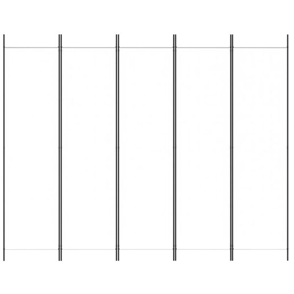 vidaXL 5-Panel Room Divider White 250x200 cm Fabric