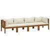 vidaXL Garden Lounge Set | Cream | Solid acacia wood with polyester fabric