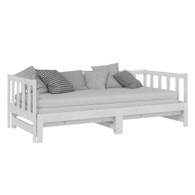 vidaXL Pull-out Day Bed White 2x(90x200) cm Solid Wood Pine