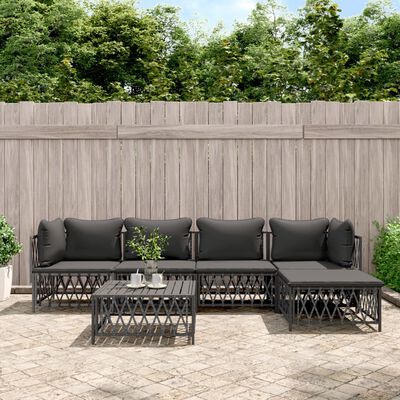 vidaXL 6 Piece Garden Lounge Set with Cushions Anthracite Steel