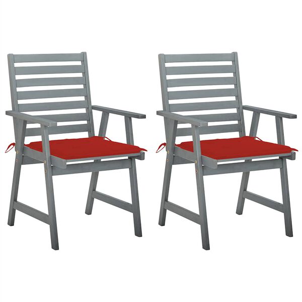 vidaXL Outdoor Dining Chairs with Cushions 2 pcs Solid Acacia Wood