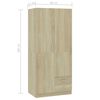vidaXL Wardrobe Sonoma Oak 80x52x180 cm Engineered Wood