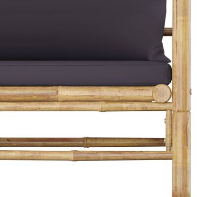 vidaXL Garden Sofa with Dark Grey Cushions Bamboo
