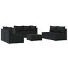 vidaXL 7 Piece Garden Lounge Set with Cushions Poly Rattan Black