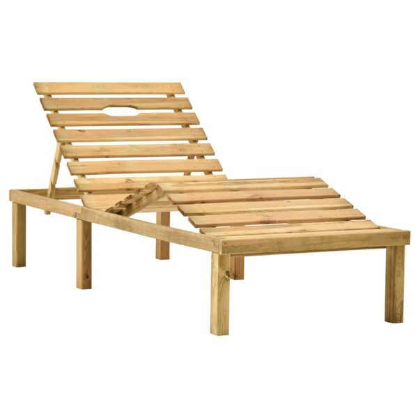 vidaXL Garden Sun Lounger with Table and Cushion Impregnated Pinewood