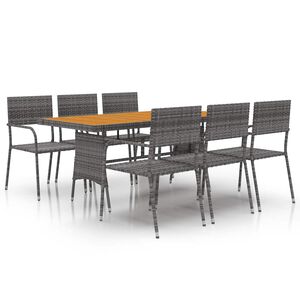 vidaXL 7 Piece Outdoor Dining Set Poly Rattan Grey