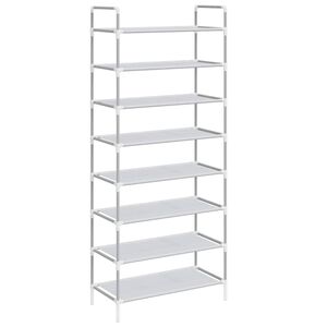 vidaXL Shoe Rack with 8 Shelves Metal and Non-woven Fabric Silver