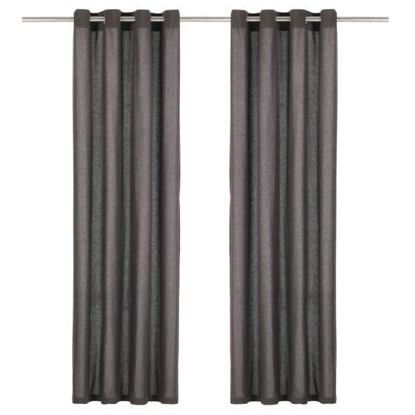 vidaXL Curtains with Metal Rings 2 pcs Cotton 140x245 cm Anthracite