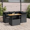 vidaXL 5 Piece Garden Sofa Set with Cushions Black Poly Rattan