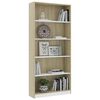 vidaXL 5-Tier Book Cabinet White and Sonoma Oak 80x24x175 cm Engineered Wood