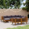 vidaXL 10 Piece Garden Lounge Set with Cushion Solid Acacia Wood