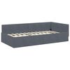 vidaXL Corner Bed Frame Dark Grey 90 cm x 200 cm Polyester and Plywood