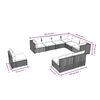vidaXL 9 Piece Garden Lounge Set with Cushions Poly Rattan Black