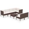 vidaXL 8 Piece Garden Lounge Set with Cushions Poly Rattan Brown