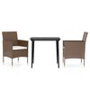 vidaXL 3 Piece Garden Dining Set with Cushions Brown and Black