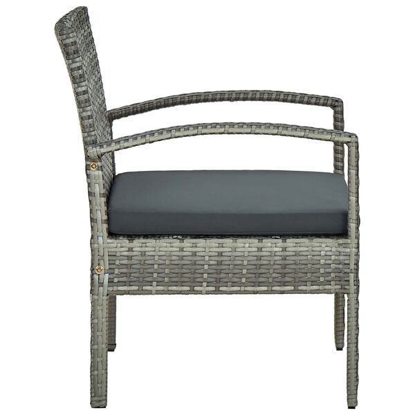 vidaXL Garden Chair with Cushion Poly Rattan Grey