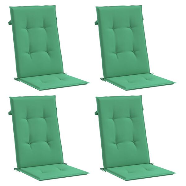 vidaXL Garden Highback Chair Cushions 4 pcs Green 120x50x3 cm Fabric