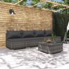 vidaXL 5 Piece Garden Lounge Set with Cushions Poly Rattan Grey