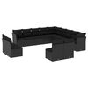 vidaXL 13 Piece Garden Sofa Set with Cushions Black Poly Rattan