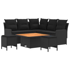 vidaXL Furniture Sets with Pillow 6 pcs Black PE Rattan