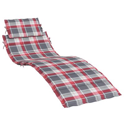 vidaXL Sun Lounger Cushion Red Check Pattern 186x58x3cm Oxford Fabric