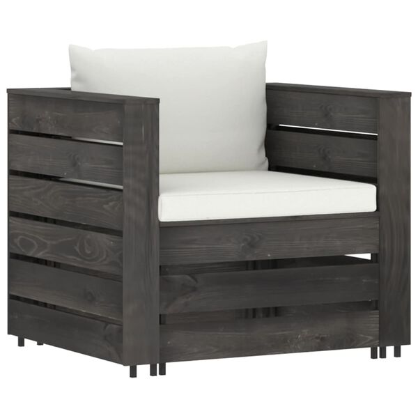 vidaXL 7 Piece Garden Lounge Set with Cushions Grey Impregnated Wood