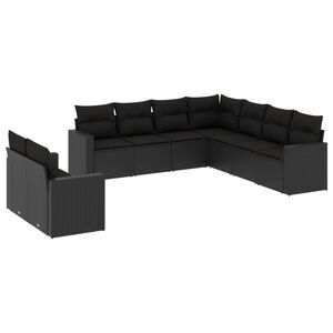 vidaXL 9 Piece Garden Sofa Set with Cushions Beige Poly Rattan