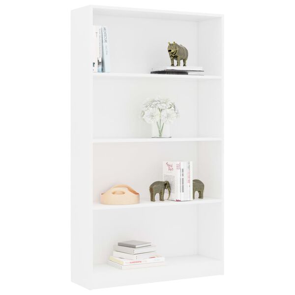 vidaXL 4-Tier Book Cabinet White 80x24x142 cm Engineered Wood