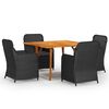 vidaXL 5 Piece Garden Dining Set Black