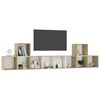vidaXL 5 Piece TV Cabinet Set White and Sonoma Oak Engineered Wood